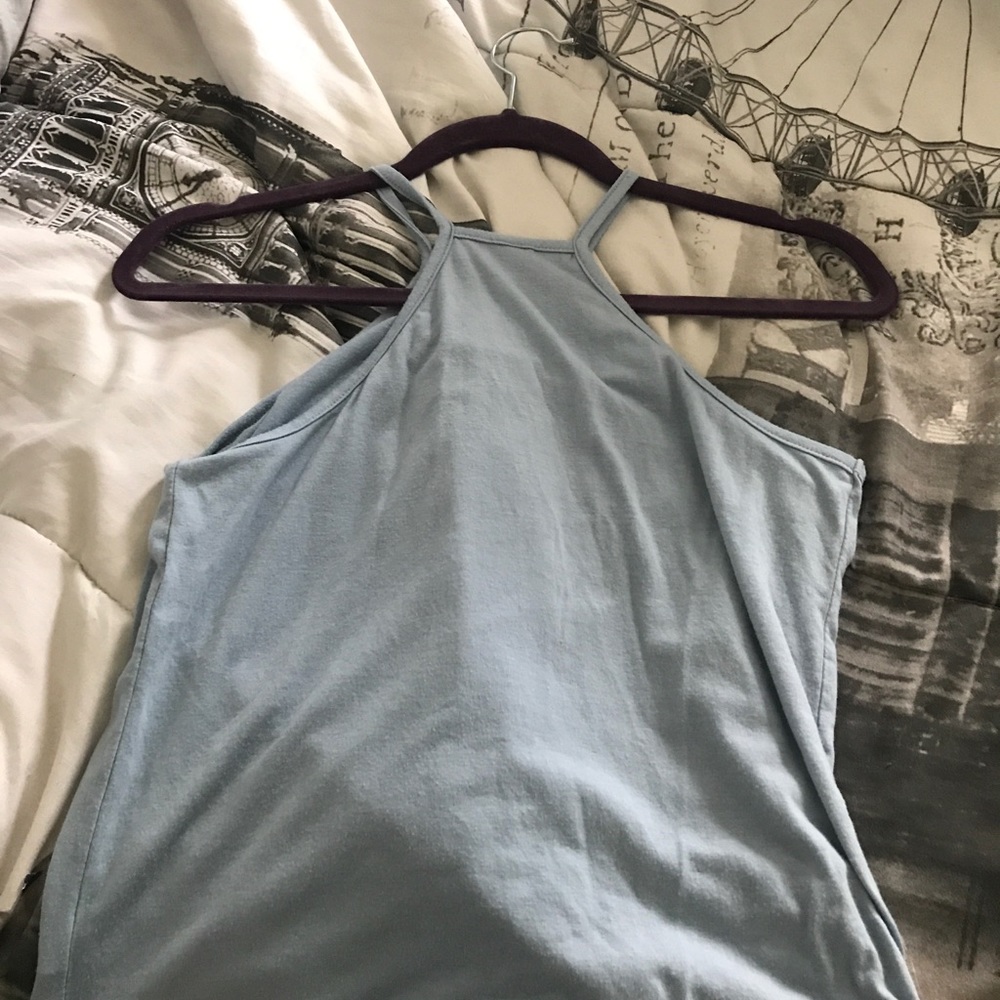 light blue tank top